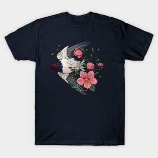 Swallow flying with flowers T-Shirt